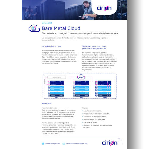 cirion technologies bare metal cloud datasheet español