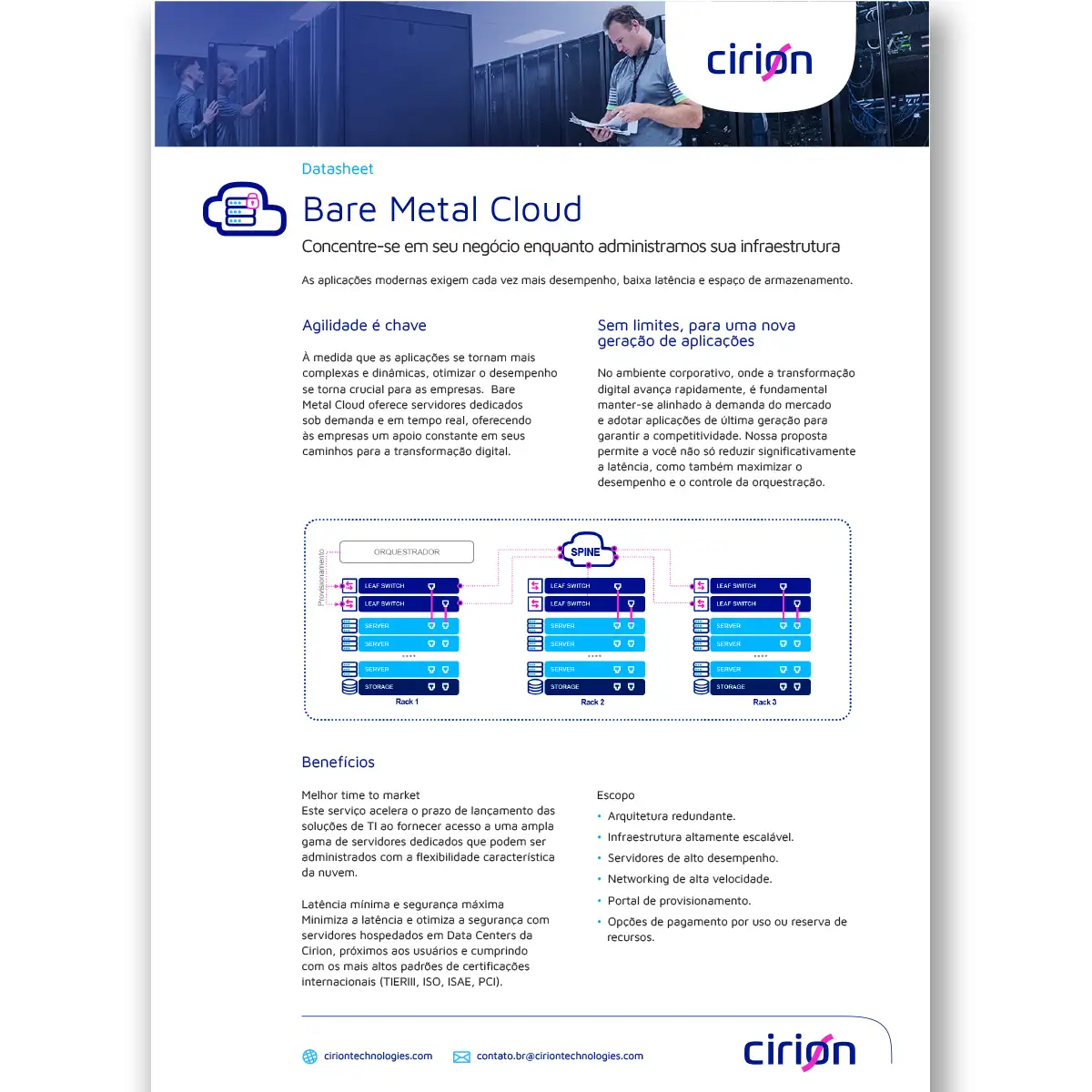 cirion technologies bare metal cloud data sheet portugues